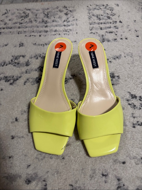 Nine West Shoes - Nine West Neon Lime Open-Toe Slide Mules